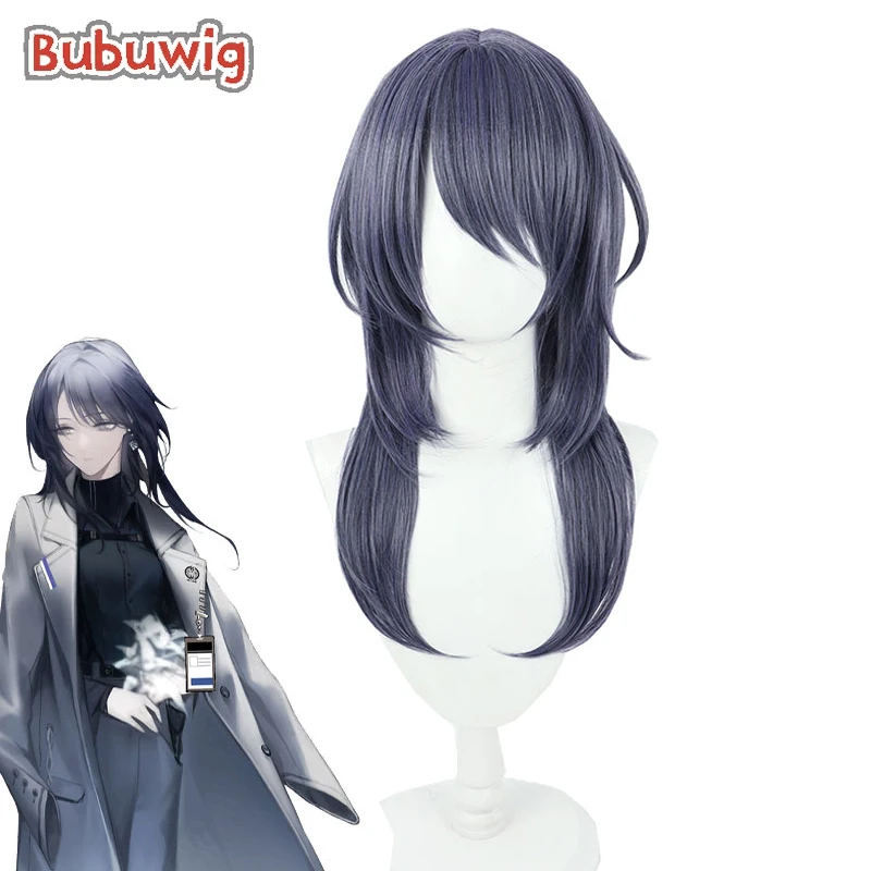 Bubuwig Synthetic Hair Path to Nowhere The Chief Of MBCC Female Cosplay Wigs 45cm Long Dark Gray Mixed Blue Wigs Heat Resistant