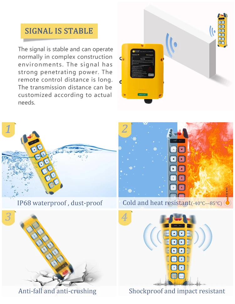 2025 رائجة البيع عالية الجودة إشارة مستقرة الذكية 12 زر 2 الارسال 1 استقبال سرعة واحدة راديو صناعي رافعة عن بعد كون #2