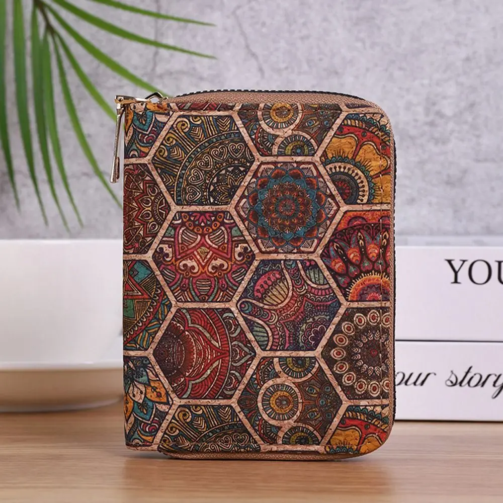 Portable Retro Short Wallet PU Leather Bohemian Style Coins Purse Multifunctional Multi Card Slots Card Bag