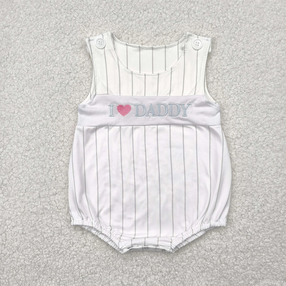 

Baby Boys Sleeveless Embroidery Romper 'I Love Daddy' Stripe Design Summer Outfit for Infants