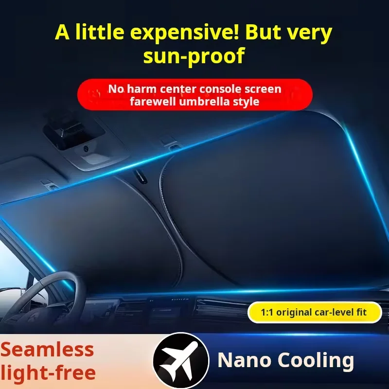 Titanium Silver Car Windshield Sunshade Cover Foldable Parasol Front Window Visor UV Protection Interior Cooling Car Accessories
