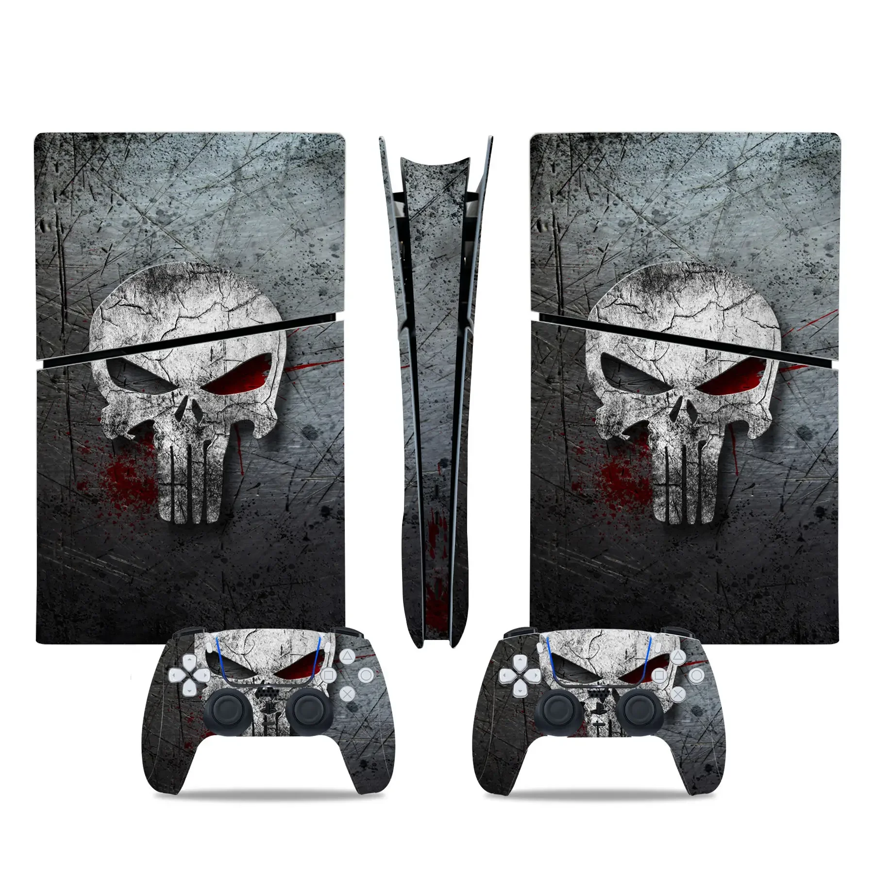 Cyfrowy wzór czaszki Naklejki winylowe na całe ciało Pokrowiec ochronny na konsolę i kontrolery PS5 Slim Digital Edition