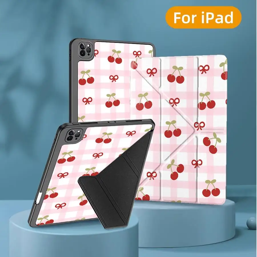 

Cherry & Bow Print Tablet Case For iPad Mini 6 7 Air 4 5 M3 M2 M4 11inch Pro 11th 10th 9th 8th 7th 12.9inch Pro 2025 Holder