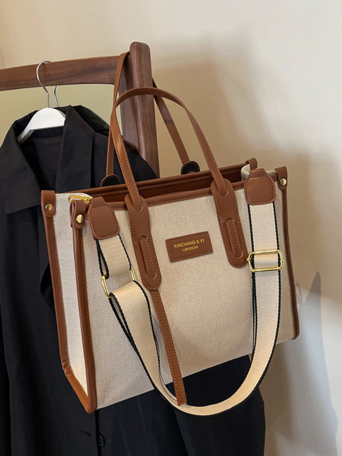 

Большая сумка-тоут, большая холщовая сумка Capaci, женская новинка 2025, универсальная сумка через плечо, Sli Handheld