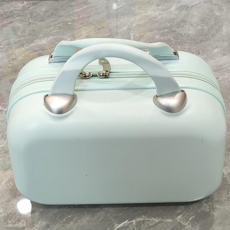 Makeup box 14 inch portable luggage small suitcase women's lightweight leather travel box mini storage box small