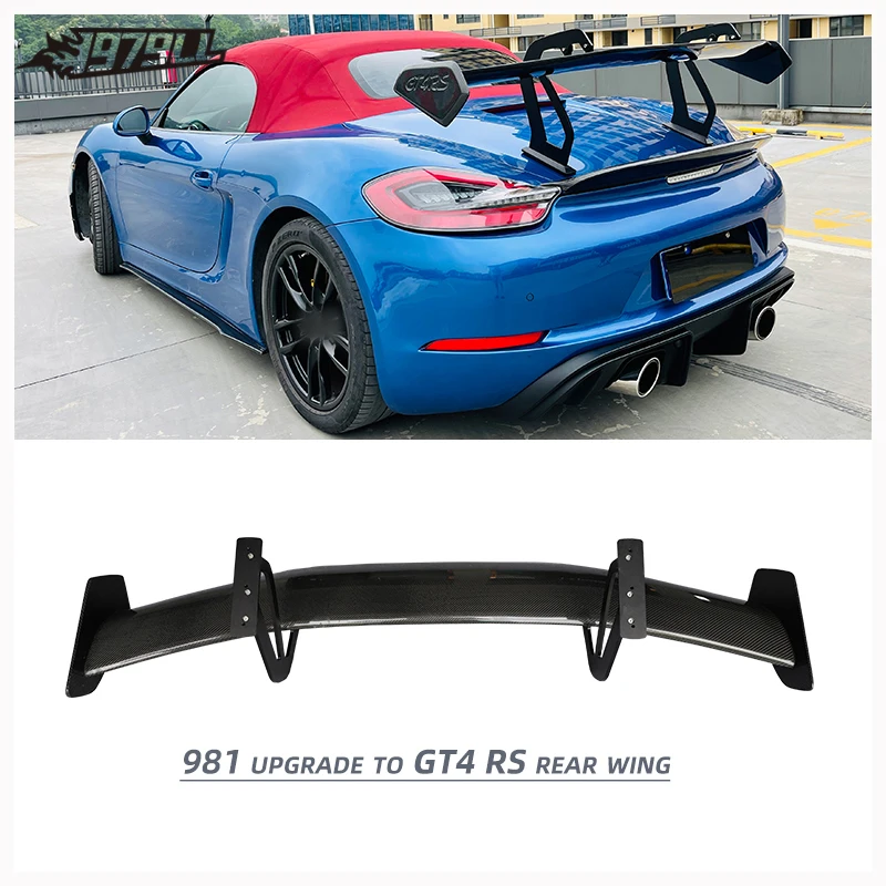 

2013-2015 For Porsche Cayman Boxster Rear Spoiler Wing Body Kit Carbon Fiber GT4RS Upgrade Easy Replacement Installation