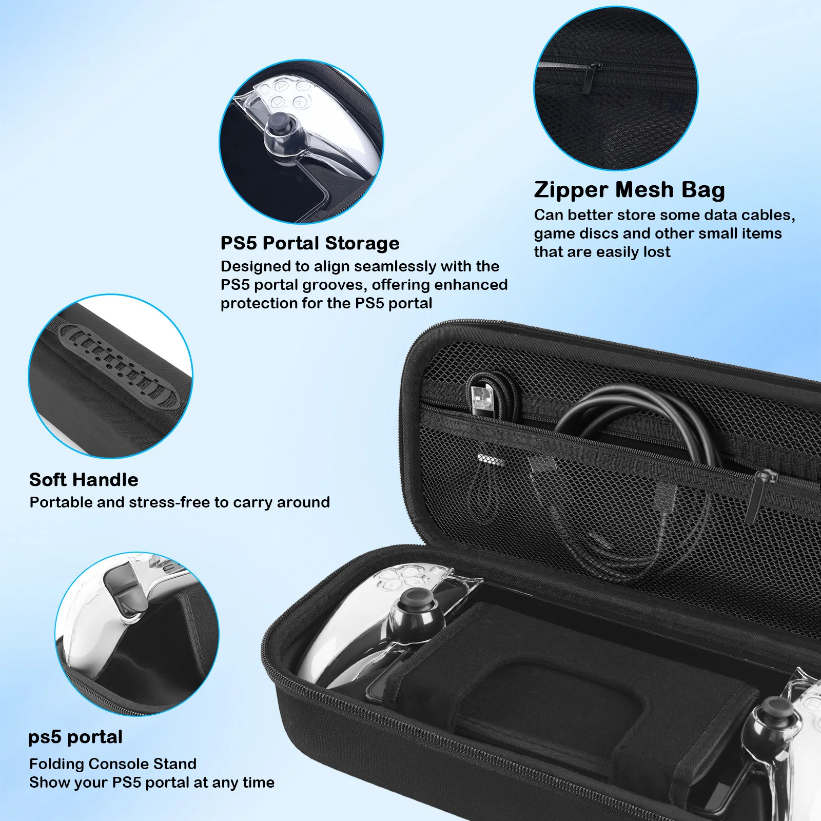 Transparent Protective Shell Case for PS5 Portal Sleeve Skin Anti-Scratch Handheld Game Console Cover for PlayStation 5 Handbag