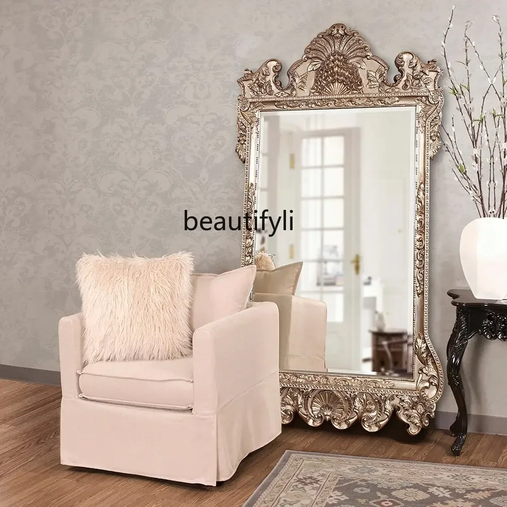 s51 French retro floor-toceiling mirror wall-mounted home full-length mirror American clothing store wall-mounted full-length mi