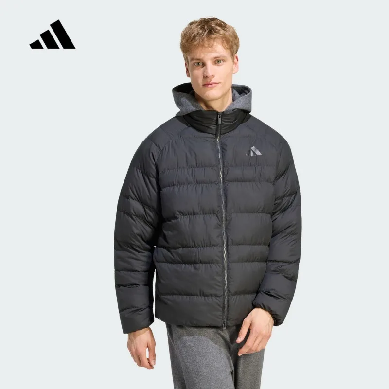 Adidas Adidas Coat Men's Autumn Simple and Comfortable Filled Thermal Insulation Black Short Cotton Jacket KF2710