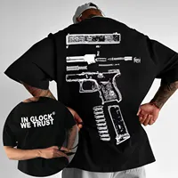 2025 Summer Kixkz, GLOCK Men's Brand 100% Cotton Printed T-shirt, Women's WE TRUST Letter Printed Oversized T-shirt Trend Y2K