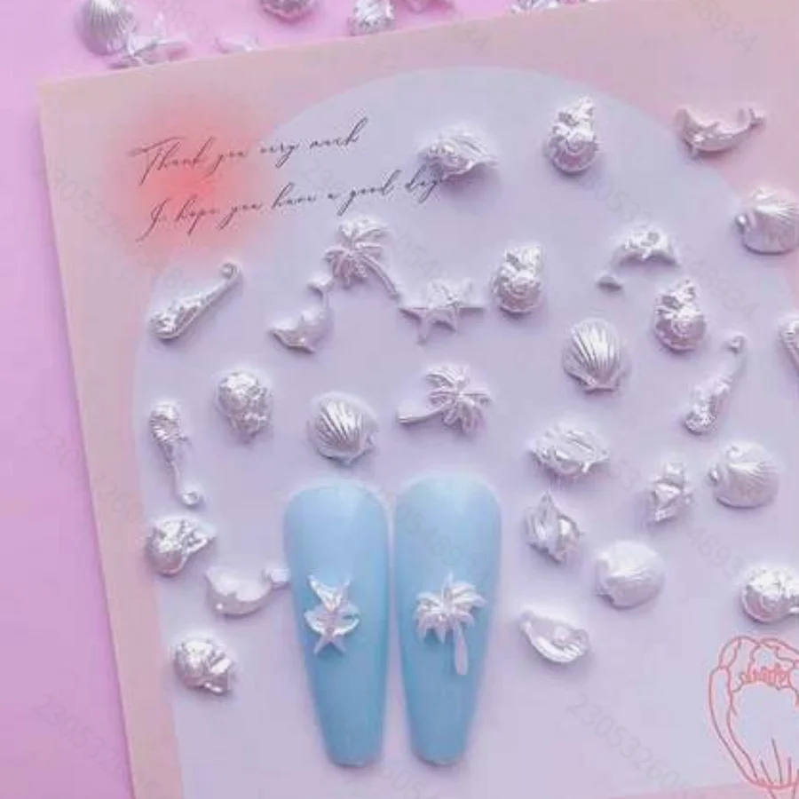 Resin Art Beach Theme - 30pcs Pure White Pearl Shell Nail