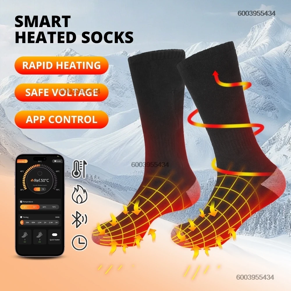 앱 제어 가열 양말 5000mAh USB 전기 가열 스키 양말 발 워머 스키 스노보드 사이클링 보온 양말