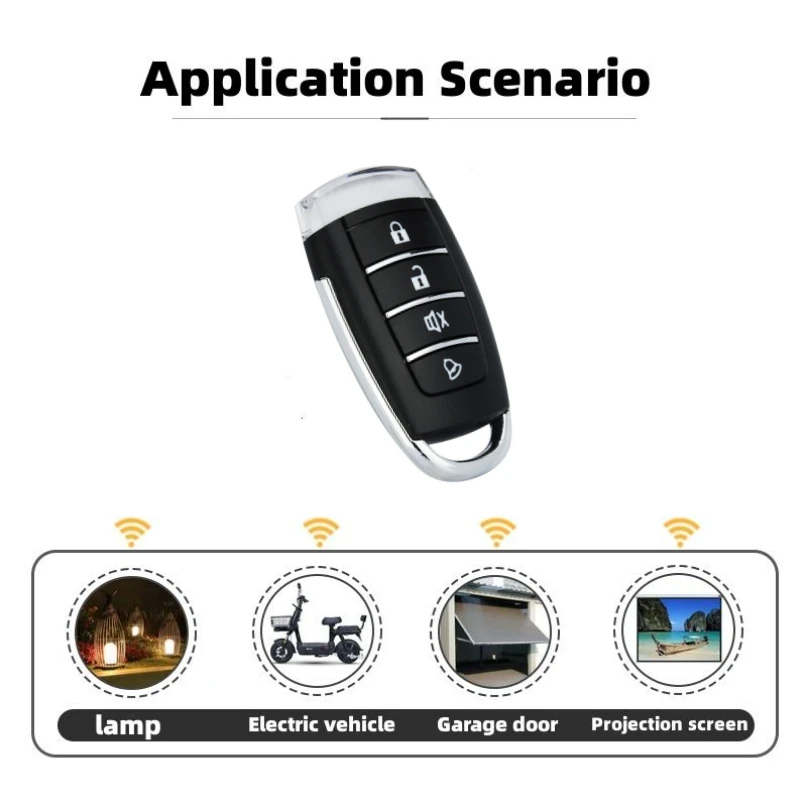 Wireless 433MHz Smart Copy Remote Control 4 Keys Motorcycle Garage Electric Transmitter Gate Door Auto Keychain Door Controller