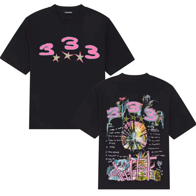 السويدية Bladee 333 Harajuku تي شيرت استنزاف عصابة ألبوم الرسومات طباعة تي شيرت محايد تي شيرتات قصيرة الاكمام الهيب هوب Y2K الملابس