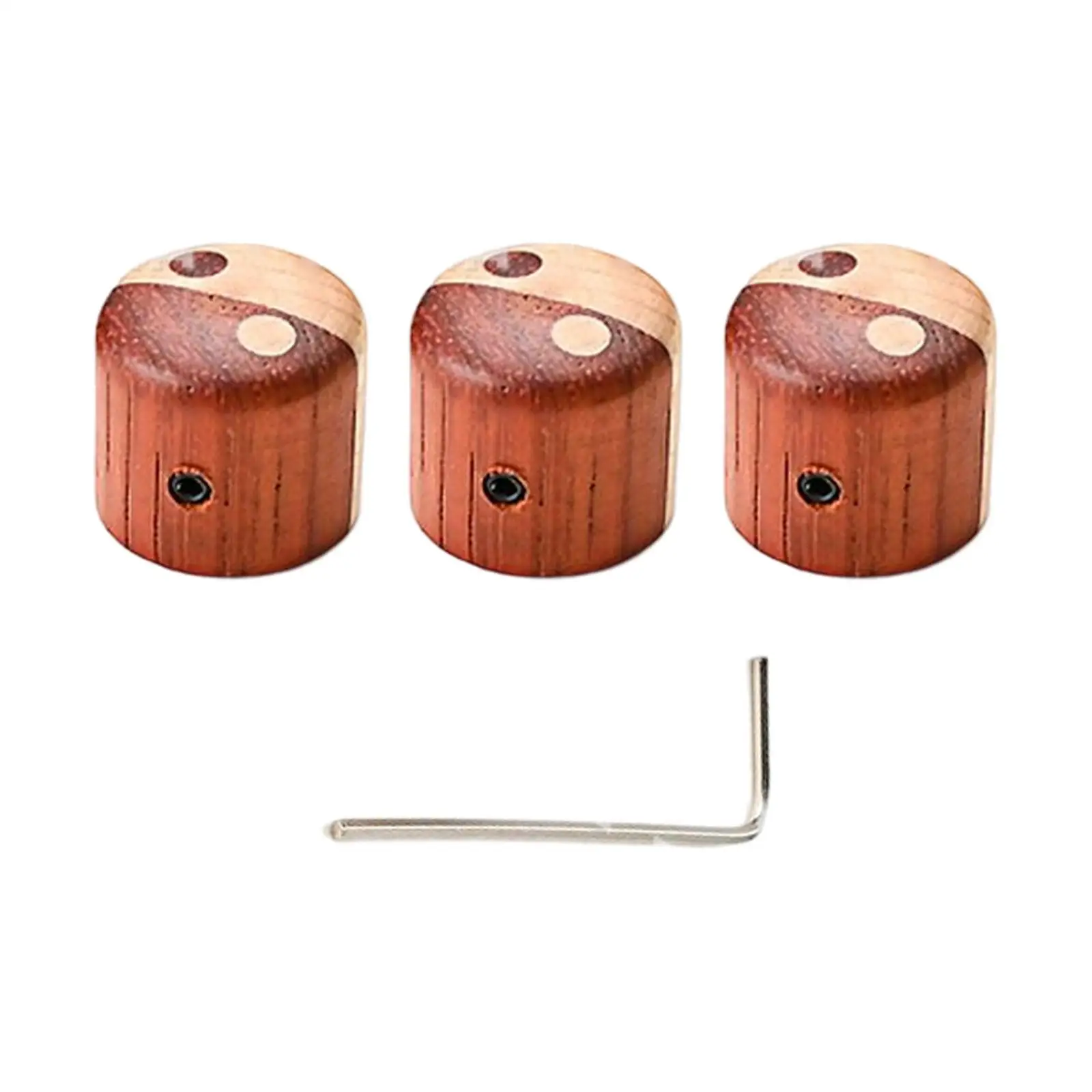 3 Pieces Wooden Bass Replacement Brass Guitar Tone Professional Durable Volume Knobs Speed Control Knobs for Daily Use Outdoor