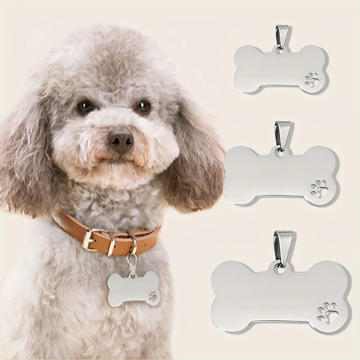 1pc Engraved Personalized Dog Tags - Anti-Lost Pet Name Pendant for Small, Medium, and Large Dogs