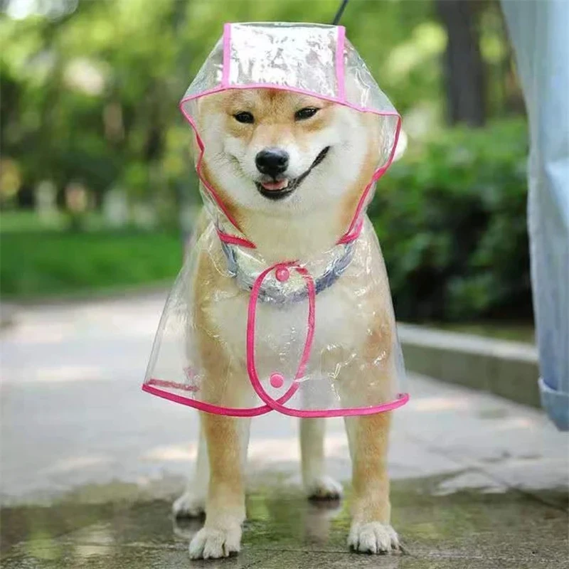 Pet Dog Puppy Transparent Rainwear Raincoat Pet Hooded Waterproof Jacket Clothes Soft PVC Small Dogs Raincoat Puppy Rain Poncho