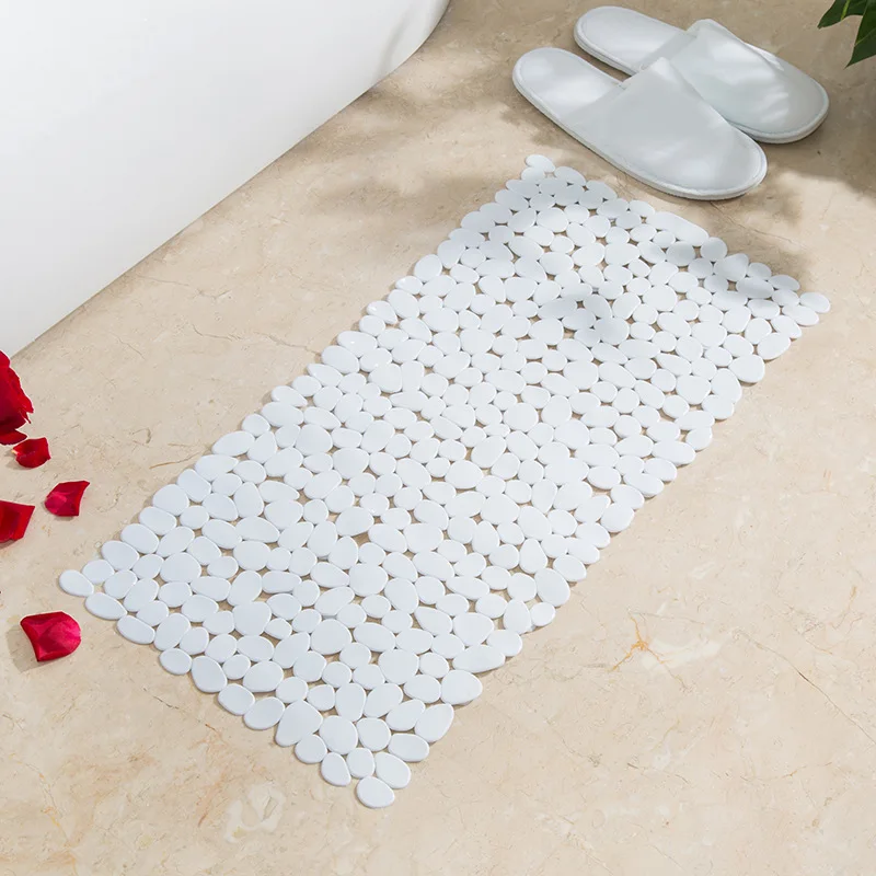 

Bath Mats Non-Slip Machine Washable Shower Pebble Shape Bathtub Tub With Drain Holes Suction Cups For Bathroom Accessories