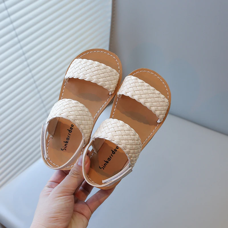 Summer Solid Color Bow Princess Beach Baby Girls Casual Comfortable Sandals Beautifuls Children Elegant Student Flat Bottom