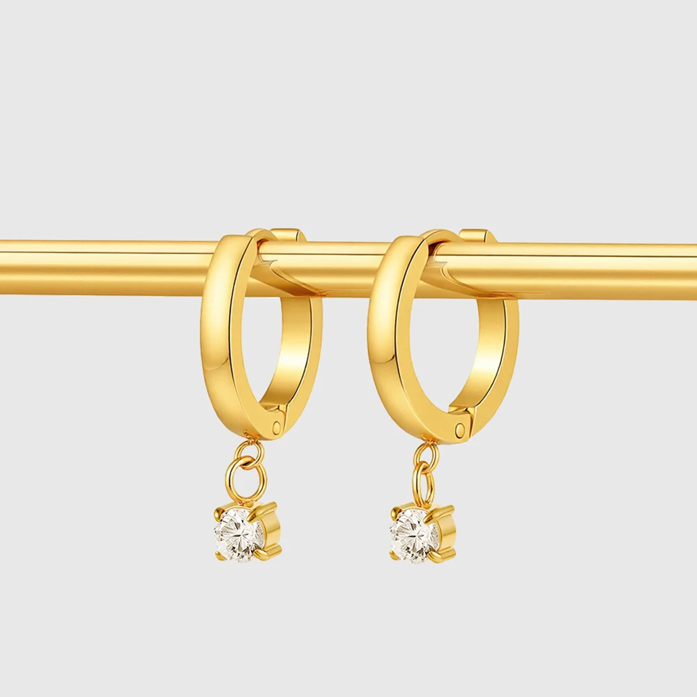 

ENFASHION Aretes De Mujer Zircon Hoop Earrings For Women's Stainless Steel 18K Plated Gold Delicated Fashion Jewelry E251818