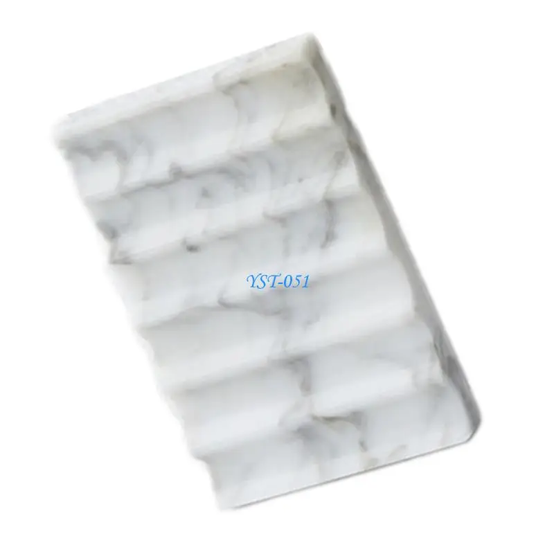 

E15A Auto Draining Bathroom Soap Holder Marble Countertops Organizers Marble Soap Tray Easy to Use for Sink & Vanity Storage