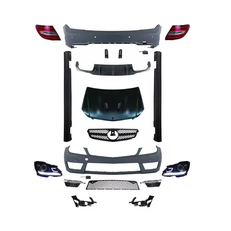 

Заводские продажи Damei C63, стильные боковые юбки, бамперы, капот двигателя, светодиодные фары, задние фонари, комплект кузова для Benz W204 2008-2013