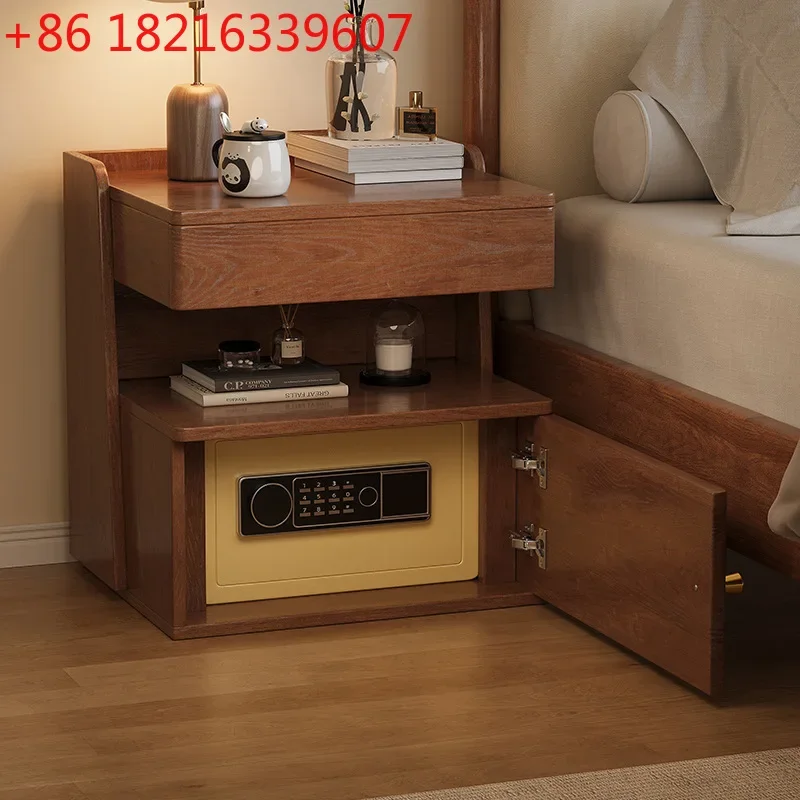 Solid wood bedside table, safe, integrated bedroom, intelligent multi-functional small with fingerprint and password