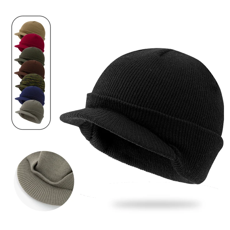 

Зимняя теплая вязаная шапка с короткими полями и ушками, мужские термобелье для бега, езды на велосипеде, путешествий, спортивные шапки для холодной погоды