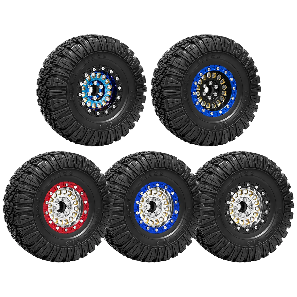 The 1.9-inch brass wheels and tires are suitable for 1/10 scale remote-controlled vehicles TRx4, TRx6, SCX10, 90046, D90,  H12Y