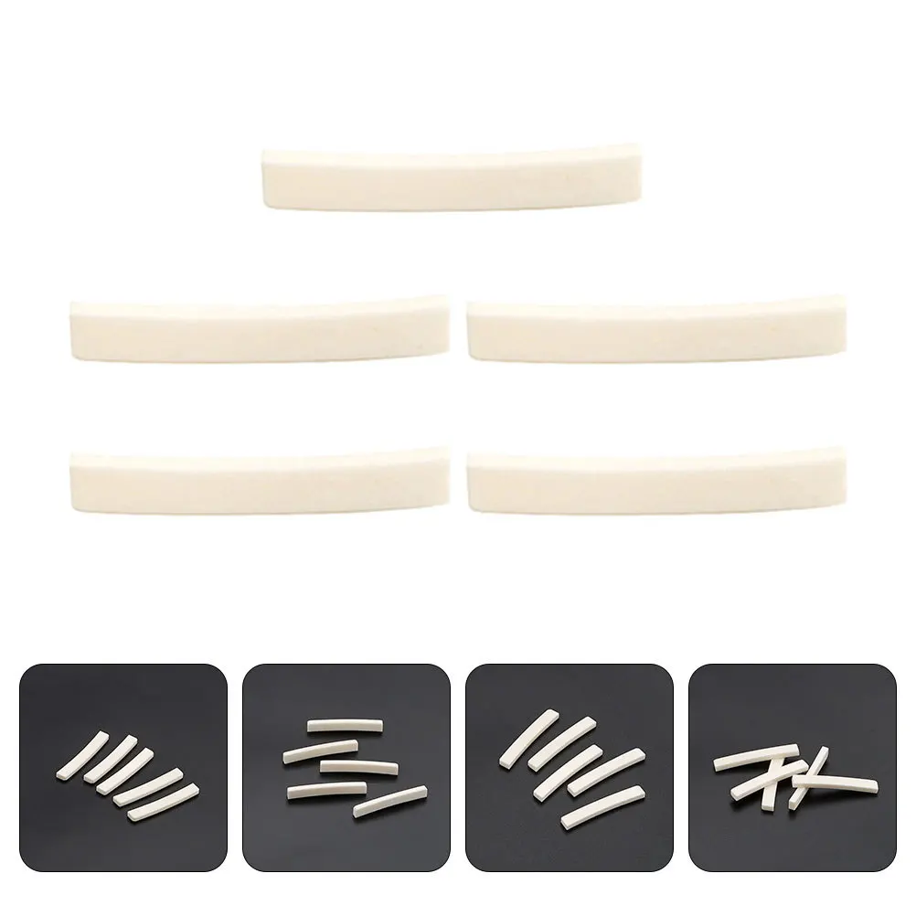 Kit de accesorios para guitarra, 5 uds., con clavija afinadora de tuerca de puente de sillín de hueso para bajo eléctrico, diseño de almohada curva única acústica