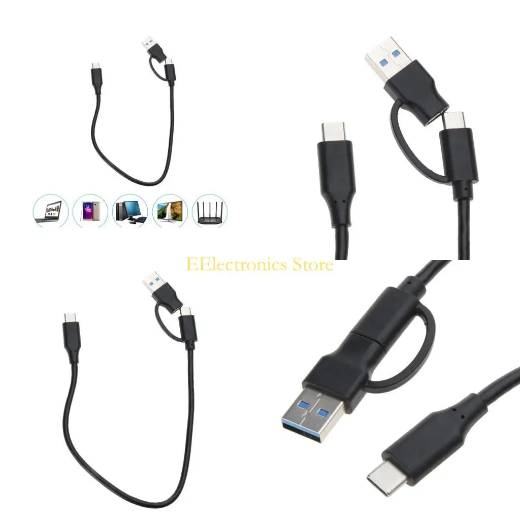 B03C USB to USB C Cable 2 in 1 USB3.0 USB A/C to C Fast Charging Cable USB Type C to Type C Charger Cord 10Gbps Data Sync