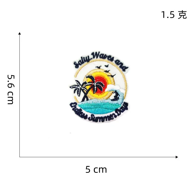 Summer Vibes Embroidery Patches Sunglass Cold Drink Surfboard Iron Ons Cute Cartoon Appliques Sea Turtle Whale Thermo Stickers