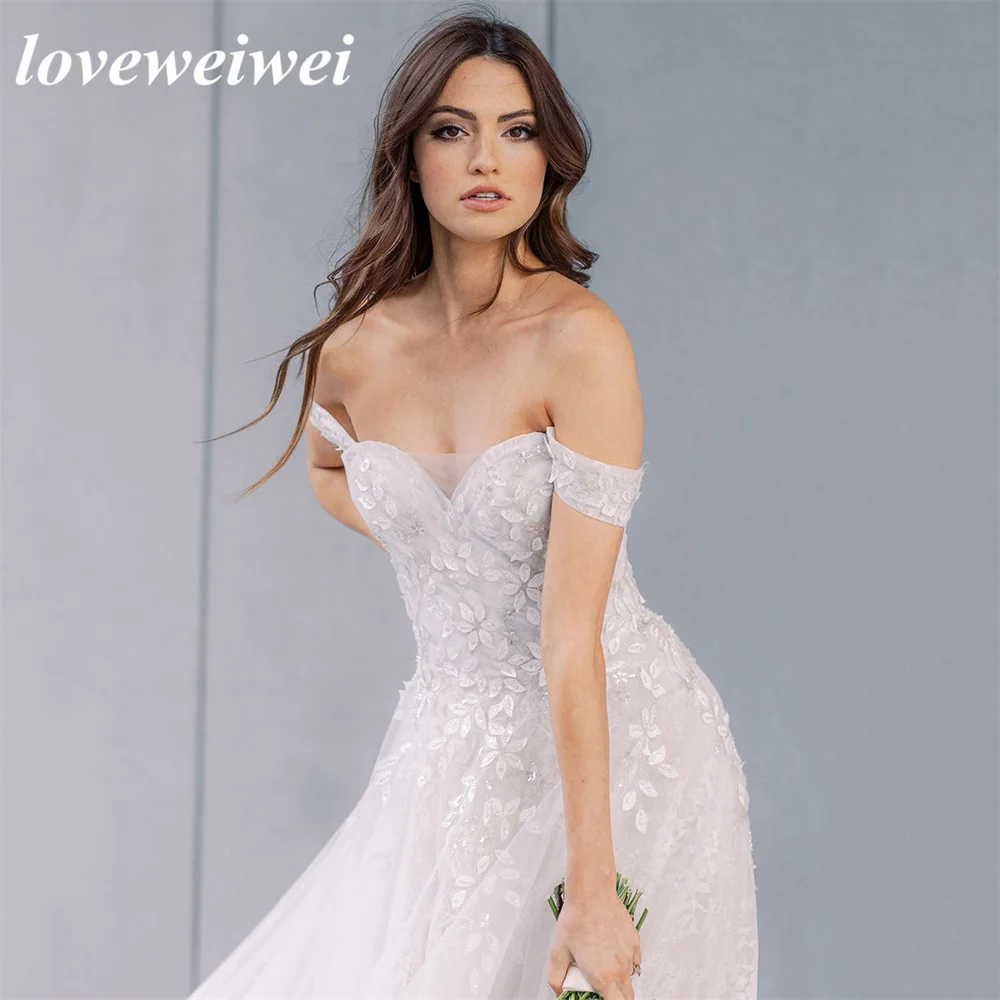 Vestidos de fiesta de boda de princesa con escote Corazón, apliques de flores de encaje 3D, vestido de novia sin mangas, tul transparente, vestidos de novia largos personalizados