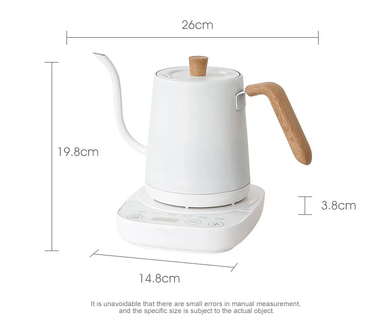 1000W Gooseneck Electric Kettle 800ml Hand Brew Coffee Pot Smart Teapot Temperature Control Pot Rapid Heating Kettle