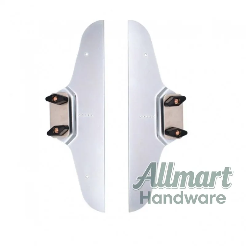 

A pair of stainless steel stair tread template tool gauges, used for measuring the angle of stair tread tile positioning tools