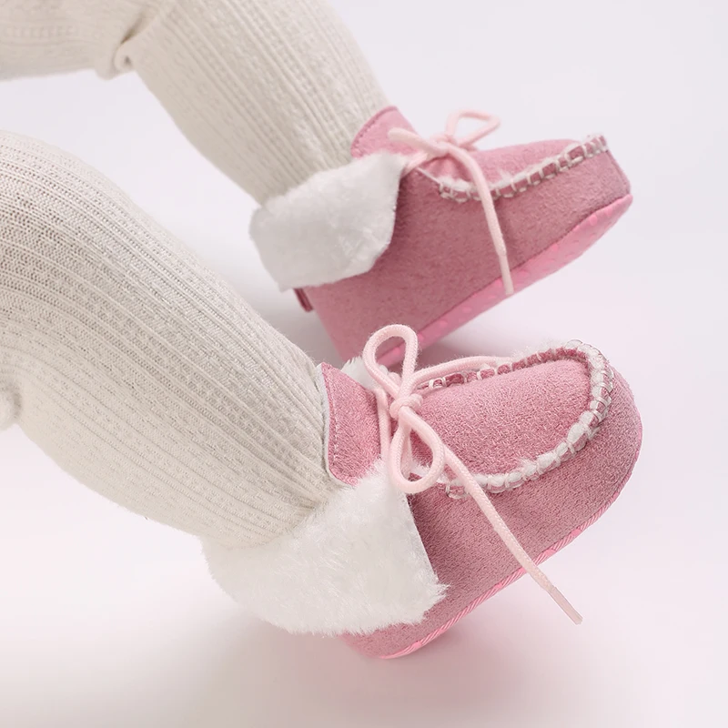 2023 Winter Snow Baby Boots Multiple Colors Warm Fluff Balls Indoor Colloidal particle sole Infant Newborn Toddler Baby Shoes