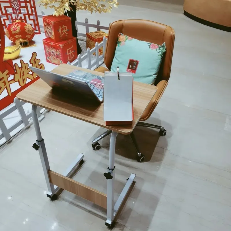 طاولة طعام للكمبيوتر المحمول قابلة للتعديل بارتفاع قابل للتعديل بجانب السرير مع عجلات #4