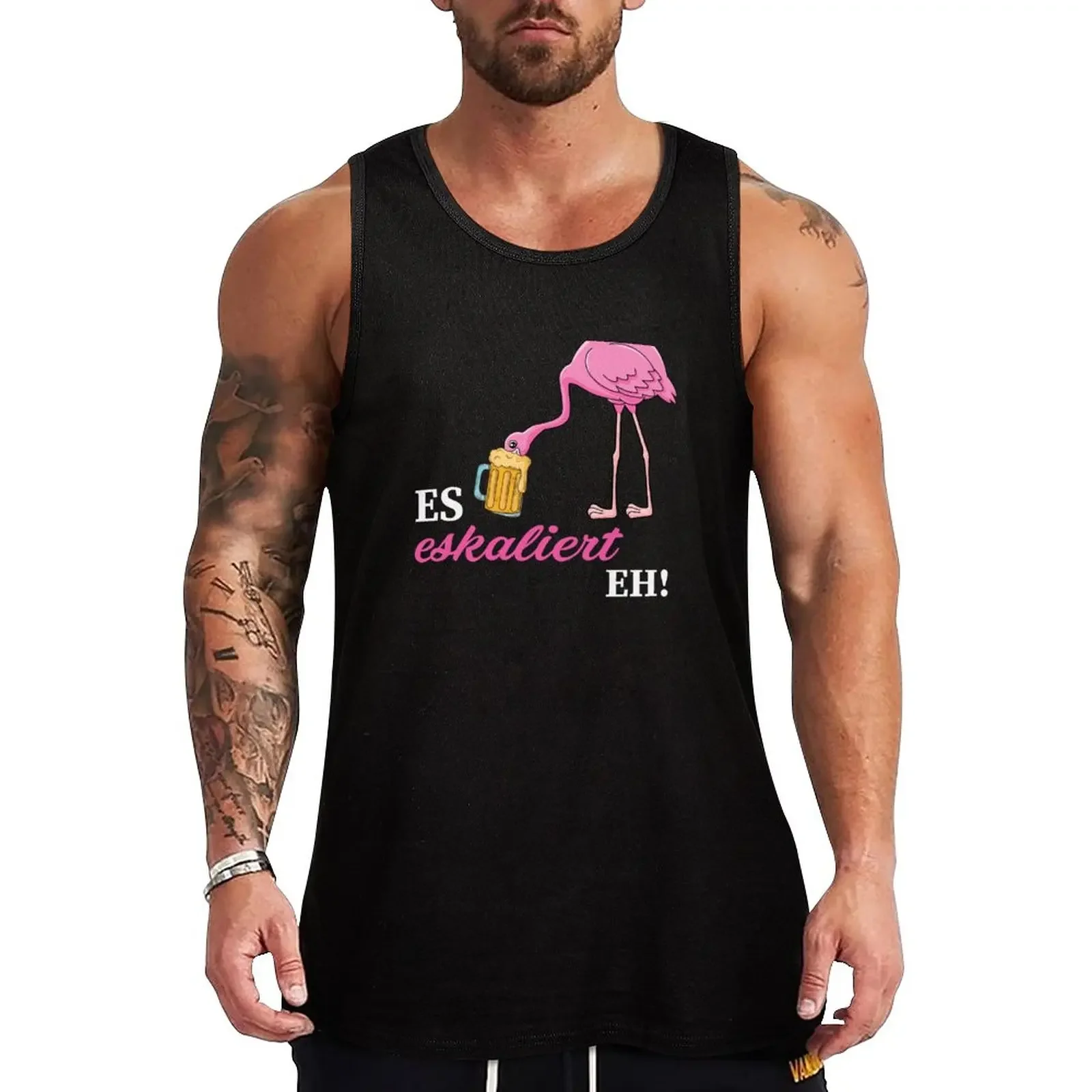 New Es Eskaliert Eh Flamingo Bier Disko Festival Tank Top gym shirt man running shirt underwear