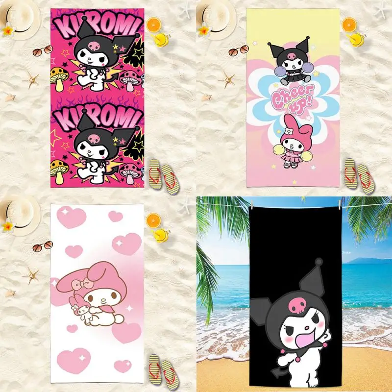 

Sanrio Popular Cartoon bath towel digital printed microfiber Kuromi beach towel absorbent towel Hot Sell Skin-friendly Anime