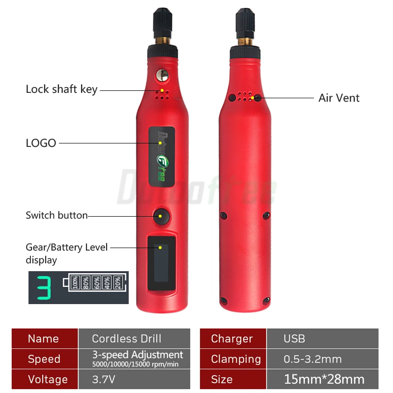 5000r-15000r/min USB Wireless Mini Electric Drill Rotary Tool Woodworking Engraving Pen Dremel Tools for Jewelry Metal Glass