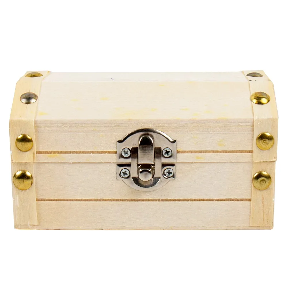 2 Pack Wood Treasure Chest for Boys Girls Kids Children Ages 6+ Birthday Gift Pirate Jewelry Box Organizer