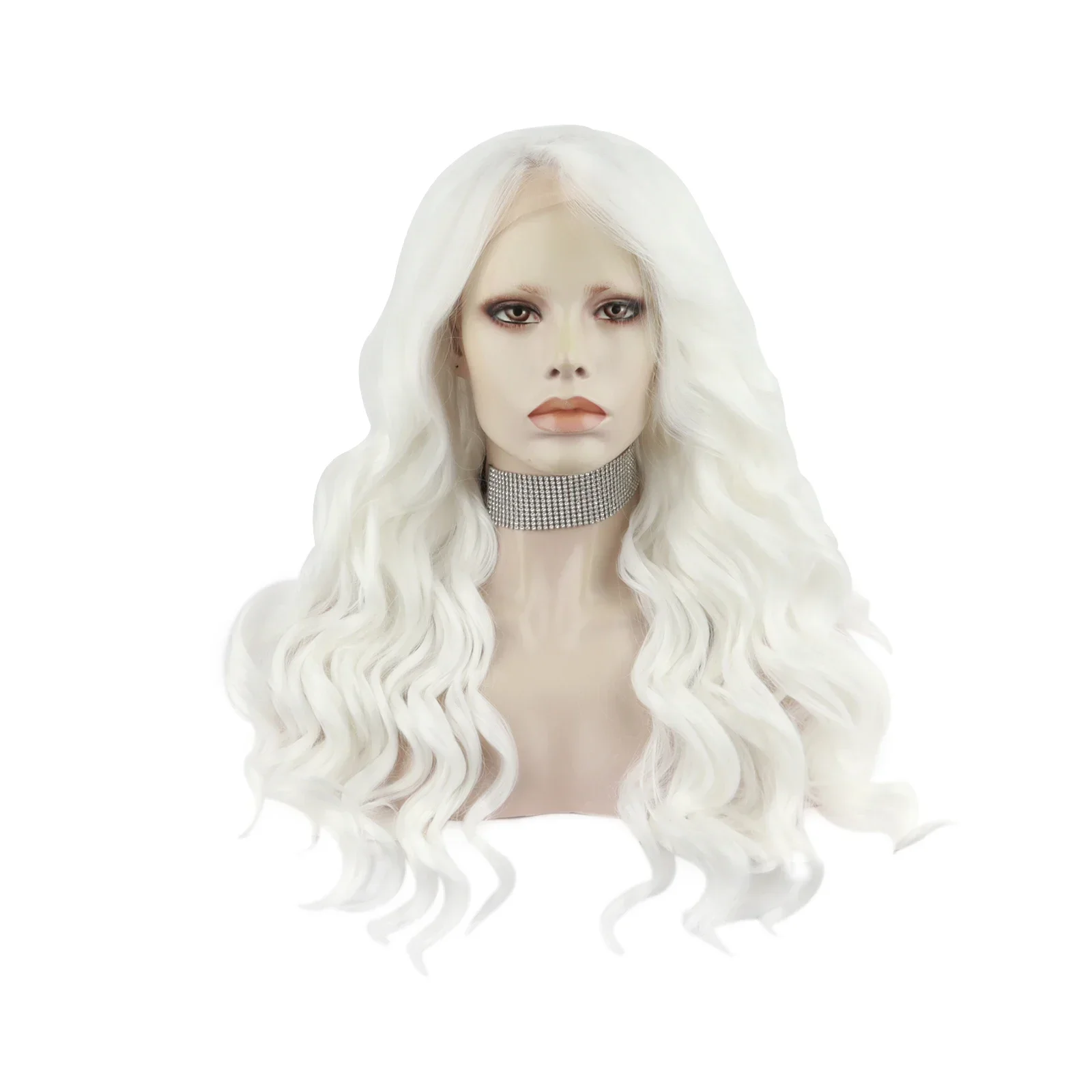 Celebrity  white Natural Color 24inch Lace Front Wigs curl  Futura high quality synthetic wigs heat resistant frontal