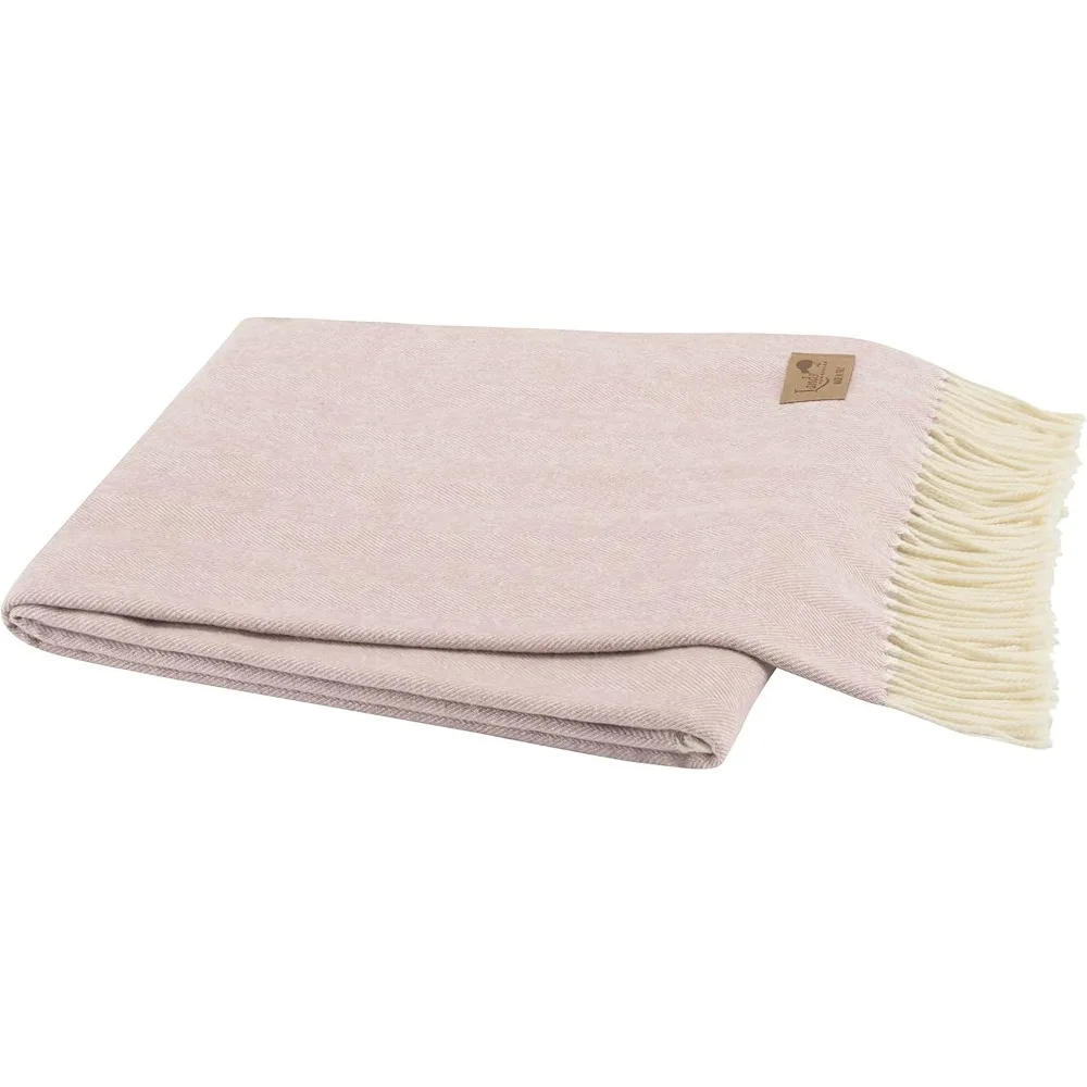 رمي متعرج فاخر على شكل عشبة الليمون - بطانية منسوجة ناعمة مع هامش مزخرف، للاستخدام لجميع المواسم، صنع في إيطاليا، 51 واسعة