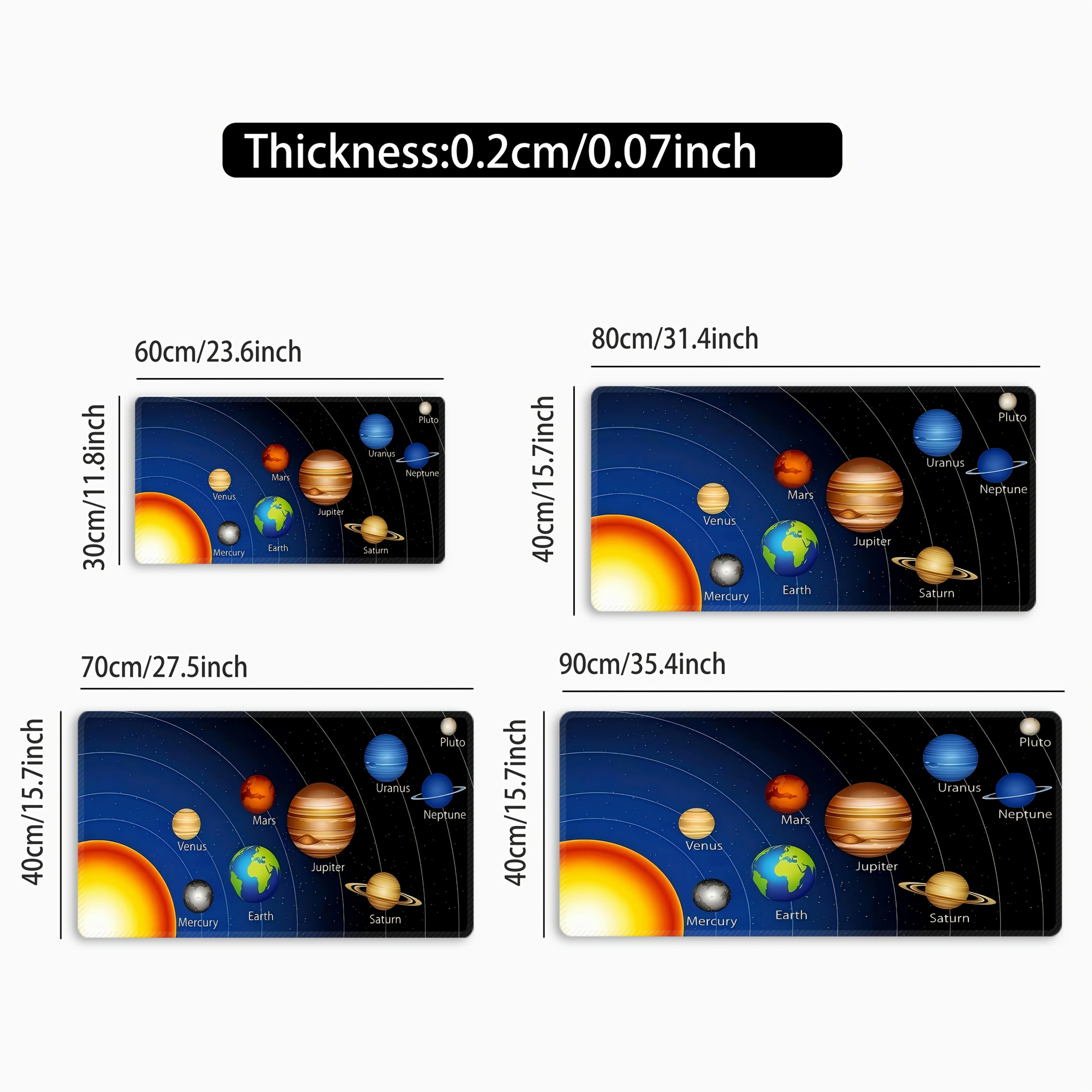 Tappetino per mouse extra large con sistema solare con fondo in gomma, design antiscivolo, stampa Vivid Galaxy e Planet, accessori per computer