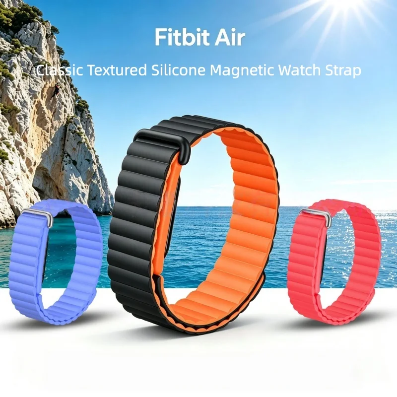Silicone Magnetic Strap for Google Fitbit Air Rubber Loop Bracelet Outdoors Sports Band Wristband for Women Men