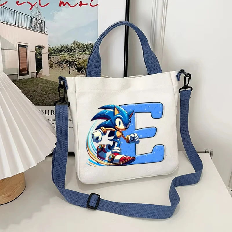 أنيمي الكرتون قماش حقيبة كتف لصبي الفتيات الكرتون رسالة A-Z مطبوعة حقائب كروسبودي الطلاب المحمولة حقيبة يد الموضة هدية