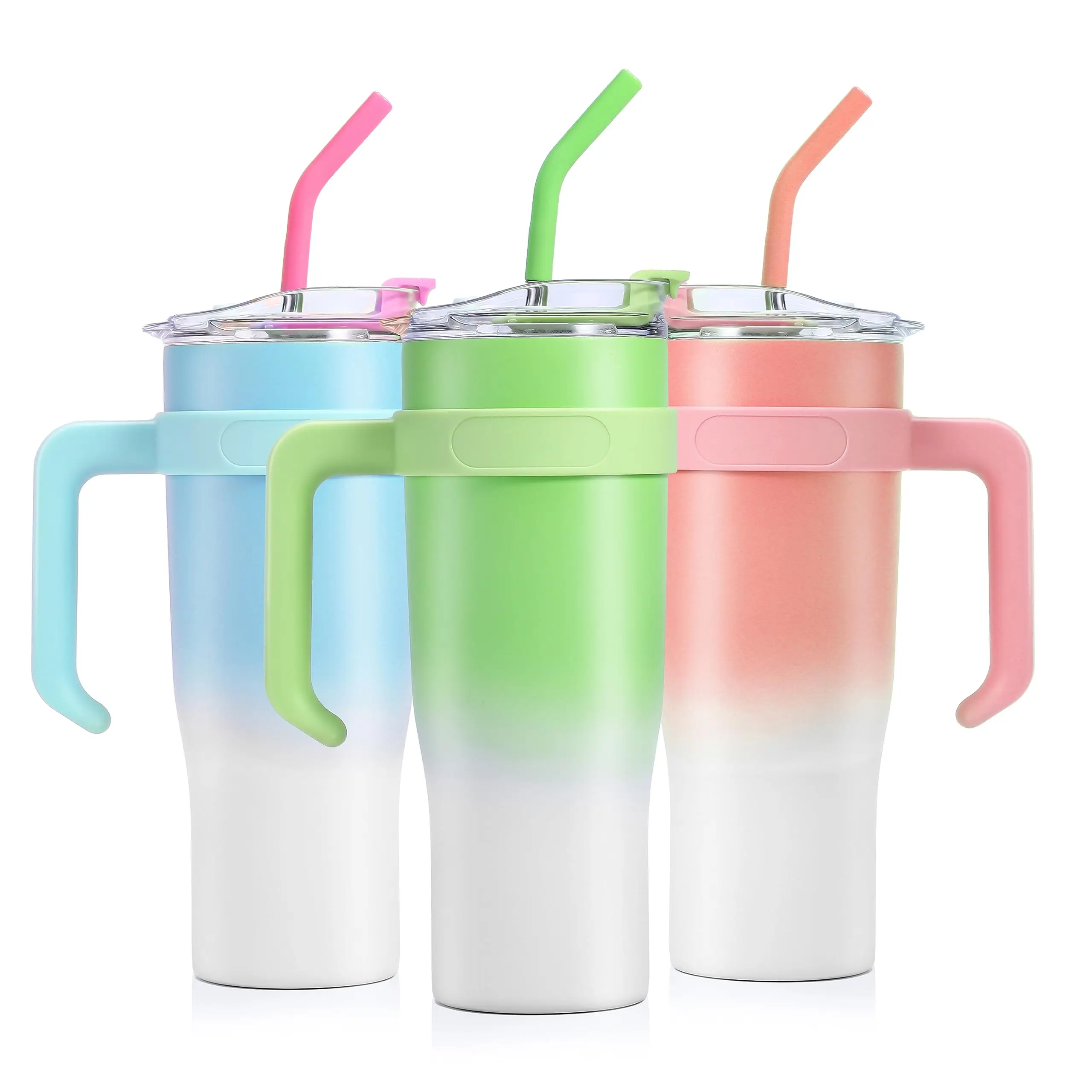 40 oz Tumbler with Handle and Straw for Car Tumbler with Lid and Straw for Women Men Stainless Steel tumblers for Office