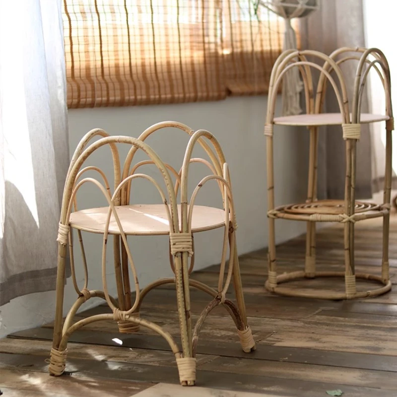 

Rattan Weaving Plant Stand Multi-layer Plant Organizer Creative Decoration Flower Rack Living Room Balcony Indoor Gardening