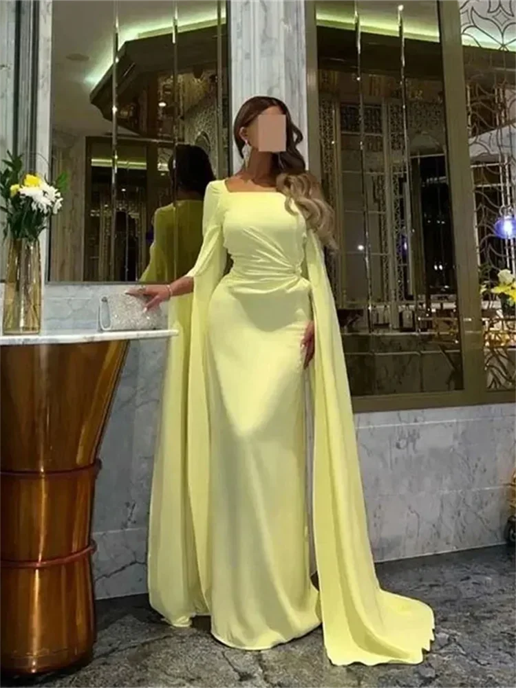 Women's Elegant Mermaid Evening Dress, Party Gown, Formal Occasion, Women Wear, Square Neck, Long Sleeves, Prom Dresses, Dubai,