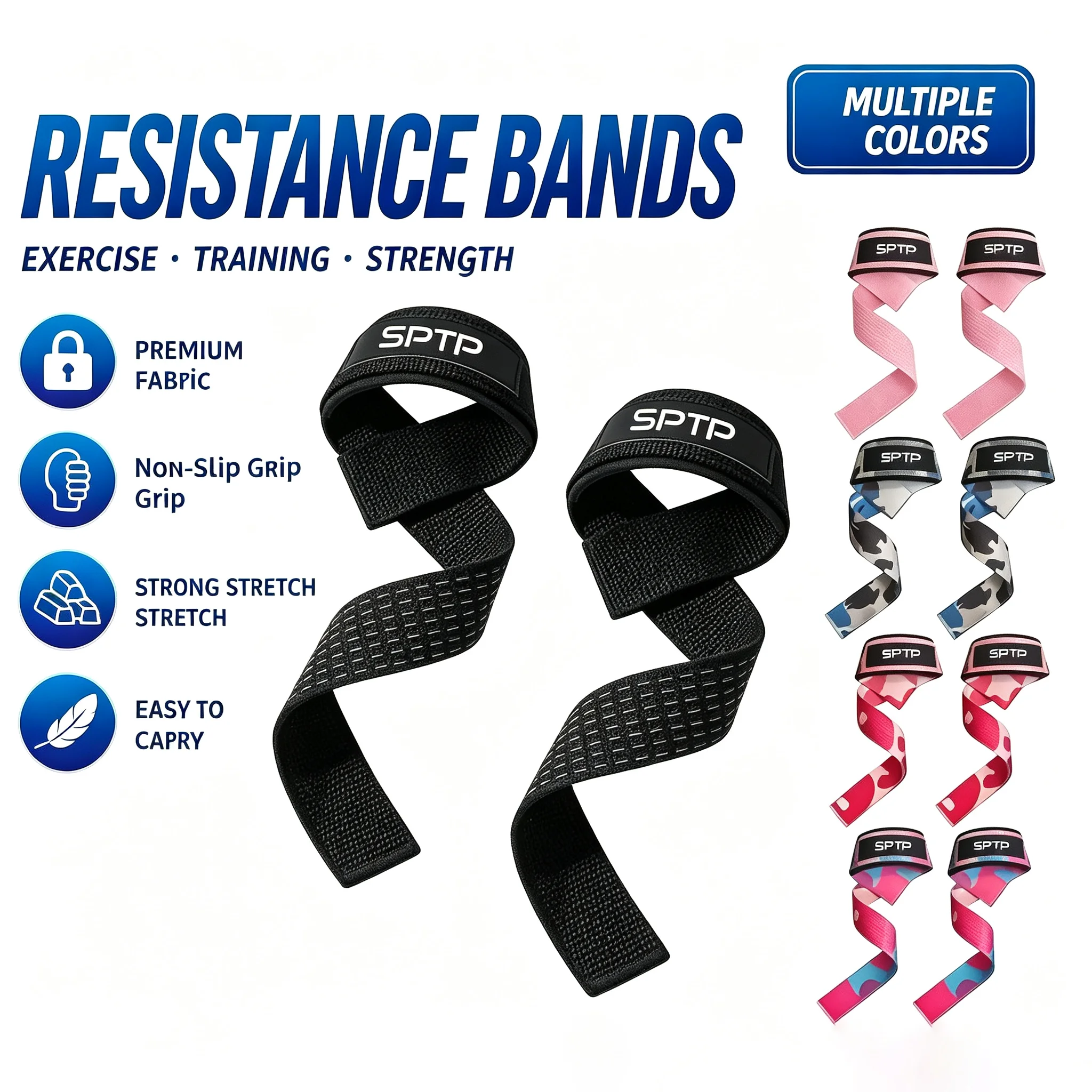 Durable Gym Weightlifting Wrist Straps Anti-Slip Grip Assist for Powerlifting Bodybuilding Deadlift Workout Fitness
